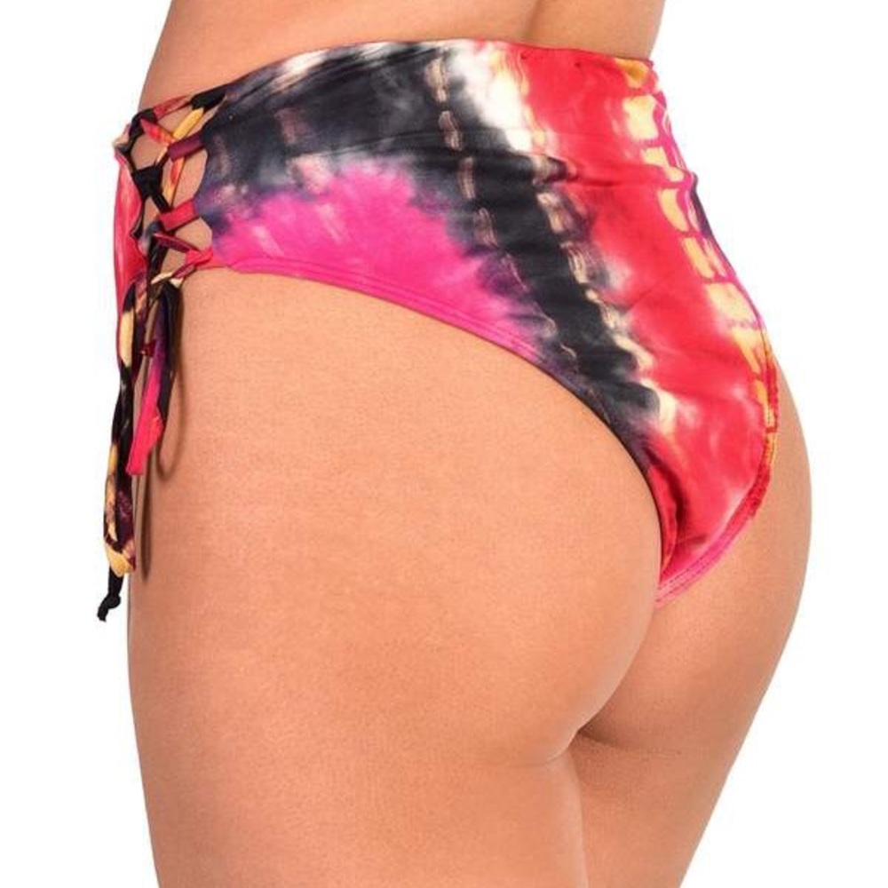 iHeartRaves New Vision Lace Up Booty Shorts - Picture 2 of 2